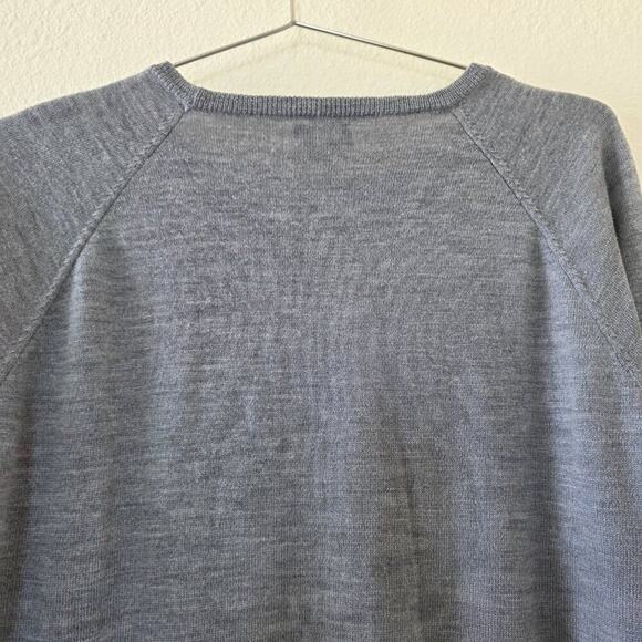 J Crew Gray Merino Wool Sweater Unisex Large L Long Sleeve Lightweight Crewneck - Picture 8 of 12